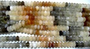 Collier de perles de pierre de lune naturelle multicolores, facettées, rondes, 9 mm, 8 pouces de long - Product Image 3