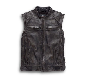 <b>Mens</b> Distressed <b>Leather</b> Motorcycle <b>Jacket</b> Convertible Casual Biker <b>Jacket</b> Harley Dauntless Convertible <b>Leather</b> <b>Jacket</b> - Product Image 3