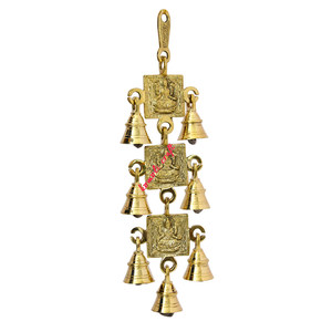 Antique Finish Indian Handmade Brass Wind <b>Chime</b> of Lord Laxmi With <b>Bells</b> Hanging for Home and Temple Decoration - Product Image 4