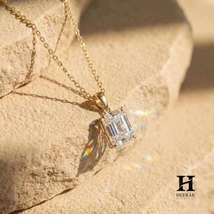 14k <b>Solid</b> <b>Gold</b> Emerald Cut Moissanite <b>Pendant</b> Necklace Minimalist Solitaire Engagement Jewelry Gift for Women - Product Image 4