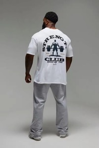 T-shirt homme à épaules tombantes, coupe ample, en coton épais, style vintage délavé, imprimé graphique, streetwear - Product Image 5