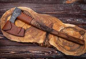 Customized Handmade High Carbon Steel Builder's Hatchet Wooden <b>Handle</b> Fine Leather Sheath DIY THEWIZ CRAFTS Brand 3-Year - Product Image 5