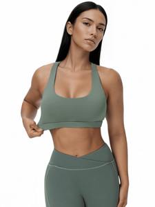 Soutien-gorge de sport sans coutures pour femme, dos nageur, col ras du cou, maintien moyen, pour yoga et fitness, couleur unie, respirant, séchage rapide, anti-transpiration - Product Image 5