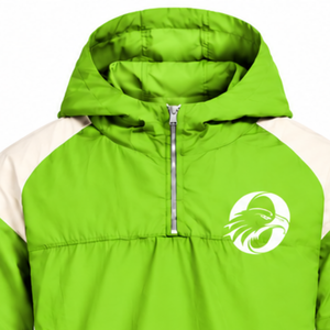 Mens Lime Green Colorblock Nylon <b>Hoodie</b> Shorts Set Quarter Zip Lightweight Athletic Sports <b>Running</b> Training Casual Outfit - Product Image 3
