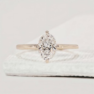 Anillo de Compromiso Solitario de Oro Rosa Sólido de 22K con Diamante Cultivado en Laboratorio, Joyería Fina para Novia - Product Image 1