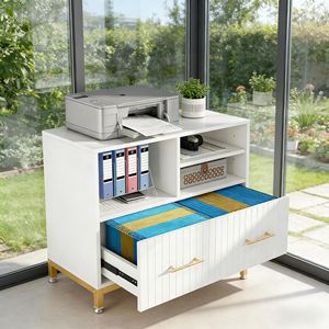 Drawer and Open Storage Spaces File <b>Cabinet</b> <b>Printer</b> Stand - Product Image 1