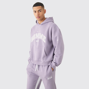 Conjunto Deportivo de Hombre en Algodón Lavanda, Sudadera con Capucha y Pantalones con Cordón, Mangas Largas, Bolsillos Laterales, Ropa Casual de Otoño, en Oferta Online - Product Image 3
