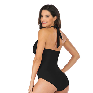 Sporty Boyshort Bathing Suit Women Halter V-Neck Swimwear Striped Trim Modest One Piece Swimsuit Women Boyleg Swimming Wear - Product Image 2