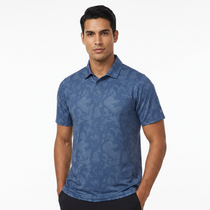 Polo de Manga Corta con Estampado de Camuflaje Azul para Hombre, de Secado Rápido, Estilo Casual de Punto - Product Image 3