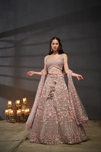 Indian Bridal Wear Velvet Collections for Bride with Zarkhan <b>Work</b> by Fabzone Model FZBELLA - Product Image 6