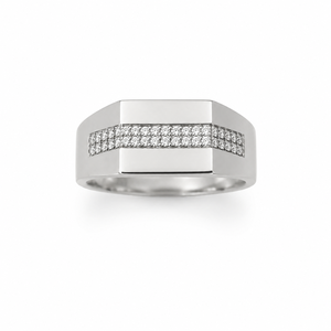 Bague pour homme en argent sterling 925 avec diamant, design géométrique à rayures, poli brillant, pour mariage, fête, usage quotidien, cadeau, bijou - Product Image 2