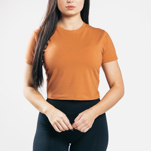 2026 Best women crop top t shirt soft breathable cotton fabric slim fit stretch summer wear casual outfit trendy cropped tee - Product Image 2