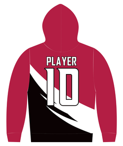 Sweat à capuche homme rouge et noir, color block, logo aigle imprimé par sublimation, coupe décontractée, tricoté en polyester, pour l'automne - Product Image 2