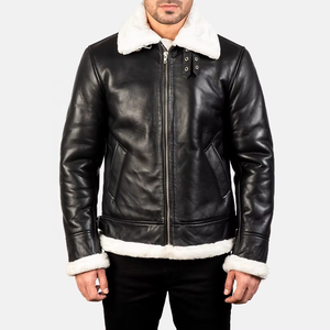 Custom Logo <b>Fur</b> Sleeve Leather Jacket Men High Quality Manufactured Gothic Vintage Collarless Waterproof Breathable - Product Image 1
