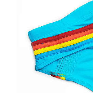 100% Polyester <b>Men's</b> Beach Wear Swimming Shorts Blue Color Mid Waist Adult's Swim <b>Trunks</b> With Custom Logo - Product Image 5