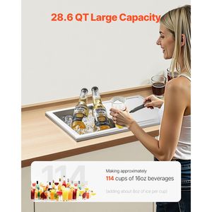 Frigorifero Commerciale da Incasso in Acciaio Inox 18 x 12 x 15 Pollici, Contenitore per Ghiaccio da 28,6 Quarti con Coperchio Scorrevole per Uso Esterno ed Eventi all'Aperto - Product Image 2