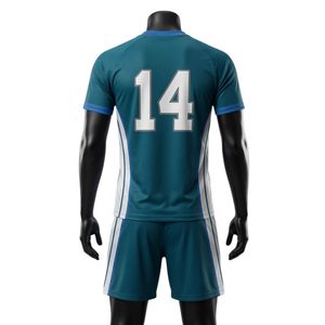 Conjunto de Camiseta y Pantalones Cortos de Netball Sublimados en Verde Azulado y Blanco para Hombre, Uniforme Deportivo Ligero de Poliéster con Paneles Laterales, Ropa de Entrenamiento para Equipo - Product Image 2