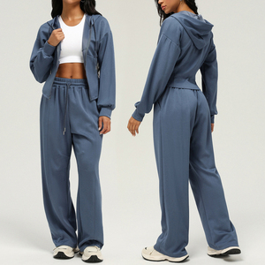 Survêtement Street Style Femme Oversize à Fermeture Éclair, Hoodie Vintage et Pantalon de Survêtement Ample, Style Hip Hop Urbain - Product Image 3