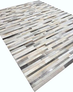 Ensemble de tapis en cuir de luxe modernes faits à la main tapis épais en cuir de vachette rayé vague persane pour chambre et salon - Product Image 2