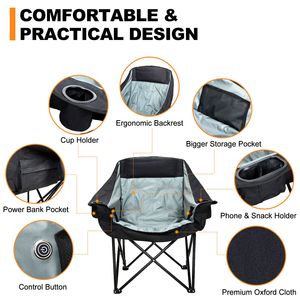 Sedia da Campeggio Riscaldata Pieghevole Oversize, 3 Livelli di Calore, Sedia Lounge da Patio, Design Pieghevole a Forma di Luna - Product Image 3