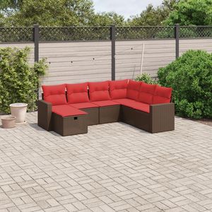Set Divano da Esterno in Polyrattan Marrone con Cuscini - Arredamento Elegante per Patio - Product Image 1
