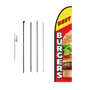 Kit Asta Bandiera a Piuma per Pubblicità Ristoranti Burger, Include 1 Bandiera e 1 Asta per Bandiere Promozionali Esterne Aziendali - Product Image 1