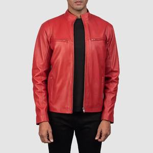 Veste Homme en Cuir Rouge Écologique à Manches Longues et Fermeture Éclair, en Toile de Peau de Mouton Personnalisée de Haute Qualité, Vente en Gros - Product Image 3
