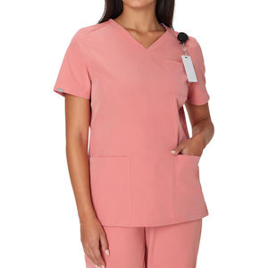 Customized Logo Jersey Woven Waterproof Quick Dry Breathable Comfortable Stretchy Womens Nurse <b>Scrubs</b> Suit <b>Tops</b> Hospital - Product Image 4