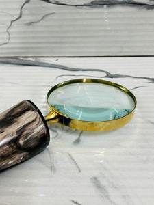 Lupa de latón hecha a mano con mango de cuerno natural auténtico | Lupa óptica vintage para lectura e inspección (el color puede variar) - Product Image 3