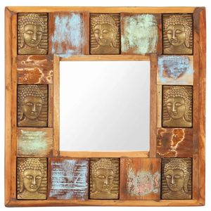 Specchio Decorativo Multicolore in Legno Riciclato con Intarsi Medi Unici - Product Image 2