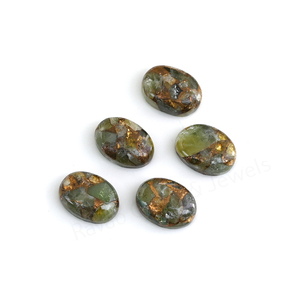 Mohave Natural <b>Peridot</b> Copper Composite 10x14mm Oval Flatback High Polish Smooth Loose Gemstone Cabochon Jewelry Making Pendants - Product Image 3