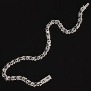 Luxury Iced Out Hip Hop Cuban Link Chain <b>Necklace</b> with Blue Stone Star Design Premium Diamond Look Statement Jewelry for Men - Product Image 5