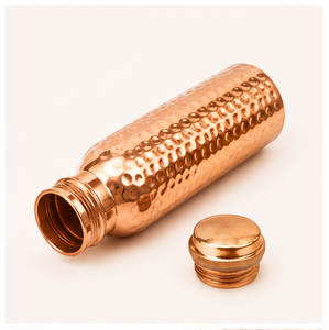 Pure Copper Eco-Friendly <b>Water</b> <b>Bottle</b> <b>1</b> <b>Litre</b> Hammered Design Leak-Proof & BPA-Free Ayurvedic Vessel for Yoga Gym Travel on Sale - Product Image 6