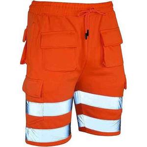 Shorts de sécurité vintage haute visibilité pour hommes, taille élastique, réfléchissants, pour moto et travail, pantalon cargo - Product Image 4