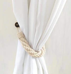 Handmade White Cotton Curtain <b>Tieback</b>: Twisted Rope, Boho Style - Product Image 3