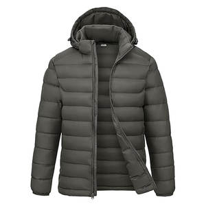 Veste matelassée légère pour homme avec capuche amovible, résistante à l'eau, isolée, pour l'hiver, avec impression de logo, vente en gros - Product Image 1