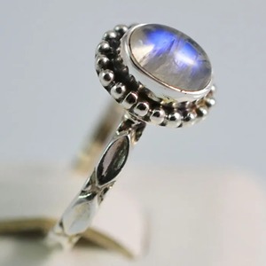 Rainbow Moonstone <b>Ring</b> 925 Sterling <b>Silver</b> Handmade <b>Statement</b> Promise <b>Ring</b> for Women Boho Oval June Birthstone Jewelry - Product Image 4