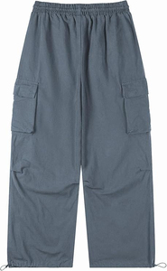 Men's Beige Cotton Cargo Pants Elastic Waist Drawstring Multiple Pockets Casual Autumn Wear Midweight Knitted <b>Harem</b> Style - Product Image 4