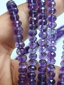 Brins de perles d'améthyste africaine avec coupe rondelle facettée de 4 mm à 6 mm, pierres précieuses violettes pour la création de bijoux pour hommes et femmes - Product Image 5