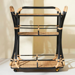 Unique rattan food carts kitchen bar accent top-pick barcart natural beverage serving cart - Product Image 2