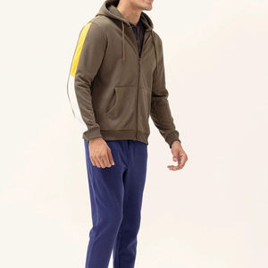 Sudadera con capucha de invierno para hombre, con cremallera completa, estilo casual urbano, bolsillos laterales, cordón ajustable personalizado, forro polar de alta calidad, 2 piezas - Product Image 6