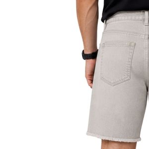 Pantalones Cortos de Mezclilla Gris Claro Personalizados para Hombre, Casuales de Verano, de Algodón, Corte Recto, con Dobladillo sin Rematar, Lavados, con Logotipo Personalizado, OEM, ODM, Venta al por Mayor - Product Image 3