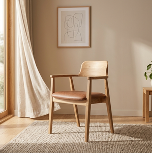 Chaise de salle à manger artisanale en teck Xillo moderne, résistante à l'eau, pour la décoration intérieure nordique, pour villa et hôtel - Product Image 1