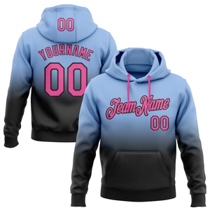 Wholesale Direct Industry New Design Custom Stitched Light Blue <b>Pink</b>-Black Fade Fashion Sports Pullover <b>Sweatshirt</b> Hoodie - Product Image 1