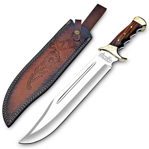 Cuchillo Bowie de Combate Hecho a Mano con Acero D2, Mango de Madera y Funda de Cuero, para Caza y Camping, Garantía de 3 Años, Regalo OEM para Él - Product Image 1