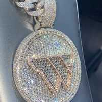 Colgante con Logotipo Cultivado en Laboratorio, Diamante VVS1, 2 Pulgadas, Plata 925, Oro Sólido 14K, Bañado en Rodio, Engaste Pavé, Estilo Hip Hop para Hombre