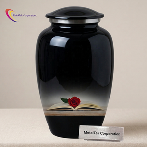 Handcrafted Black Metal <b>Urn</b> for Human Remains Adult Funeral Supplies Keepsake Cremation <b>Urns</b> Decorative Memorial Jars for Ashes - Product Image 1