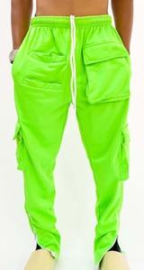 Pantalon cargo personnalisé avec logo, taille haute, vert lime, jogging en molleton Speedo, multi-poches, streetwear, pantalon OEM unisexe, pantalon cargo en gros - Product Image 4