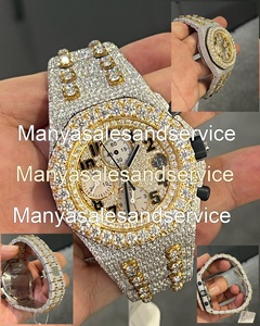 Iced Out VVS Moissanite Diamond Chronograph <b>Watch</b> <b>Case</b> Dial Stainless Steel Glass 10 Bar Water Resistance Bracelet Clasp - Product Image 1