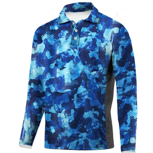 Polo de sport à manches longues en polyester, séchage rapide, haute qualité, logo personnalisé, impression intégrale, UPF 50, imperméable, pêche, grande taille - Product Image 4